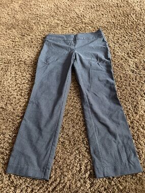 Hilary Radley Navy Micro-Check Straight Leg Pants